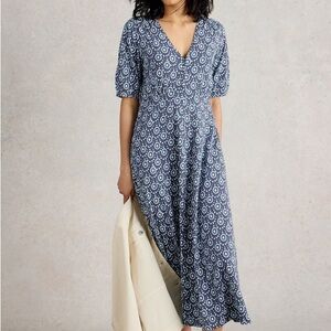 Whitestuff Blue Megan Jersey Dress 6 NWT